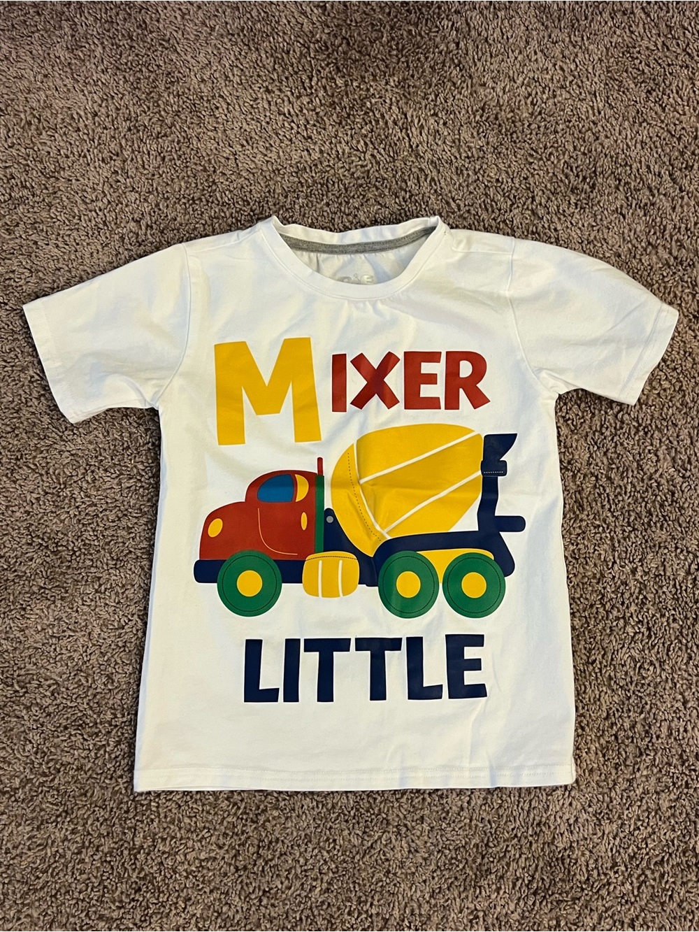 Mixer Little Kids Graphic Tee - White with Yellow, Red & Green Truck
